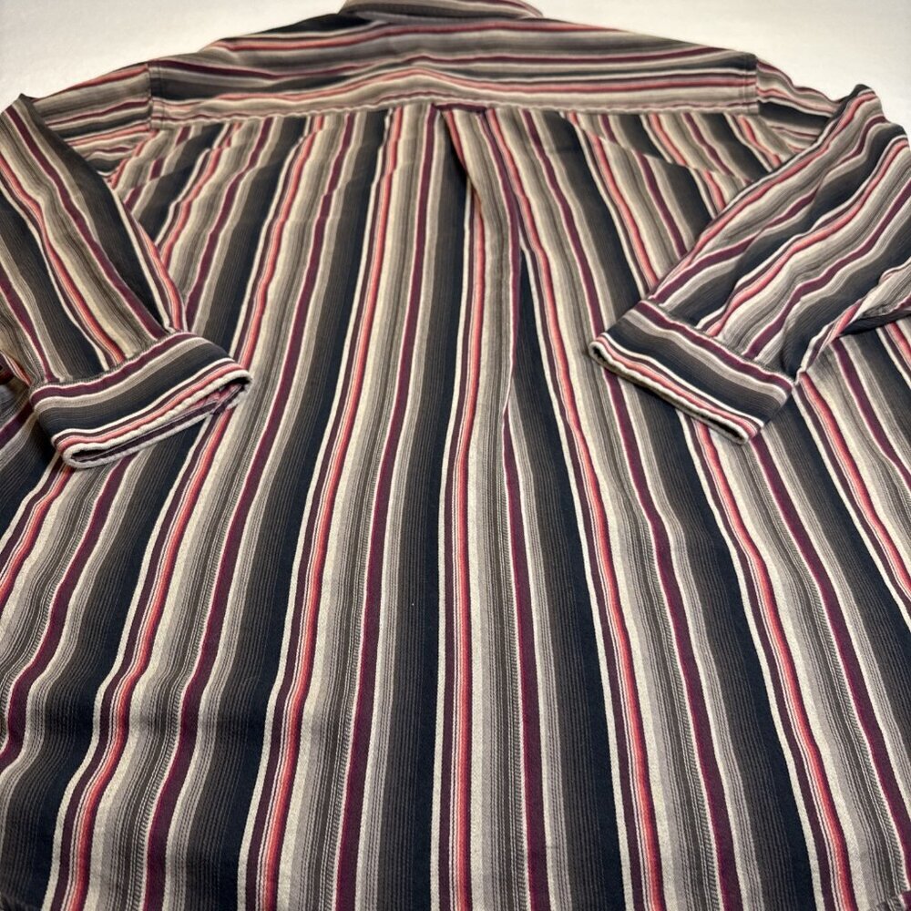 D'Avila Mens XXL Long Sleeve Button Down Shirt Striped Cotton Casual Brown Red - Picture 8 of 9